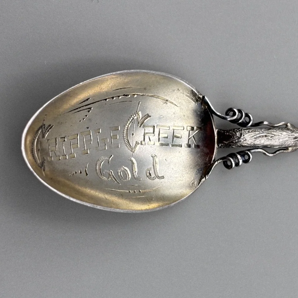 Vintage Sterling Silver Cripple Creek Colorado Mining District Souvenir Spoon